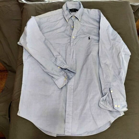 Ralph Lauren Polo Classic Fit Men17‎ (34/35) Blue Long Sleeve Button Down Shirt - Picture 1 of 5